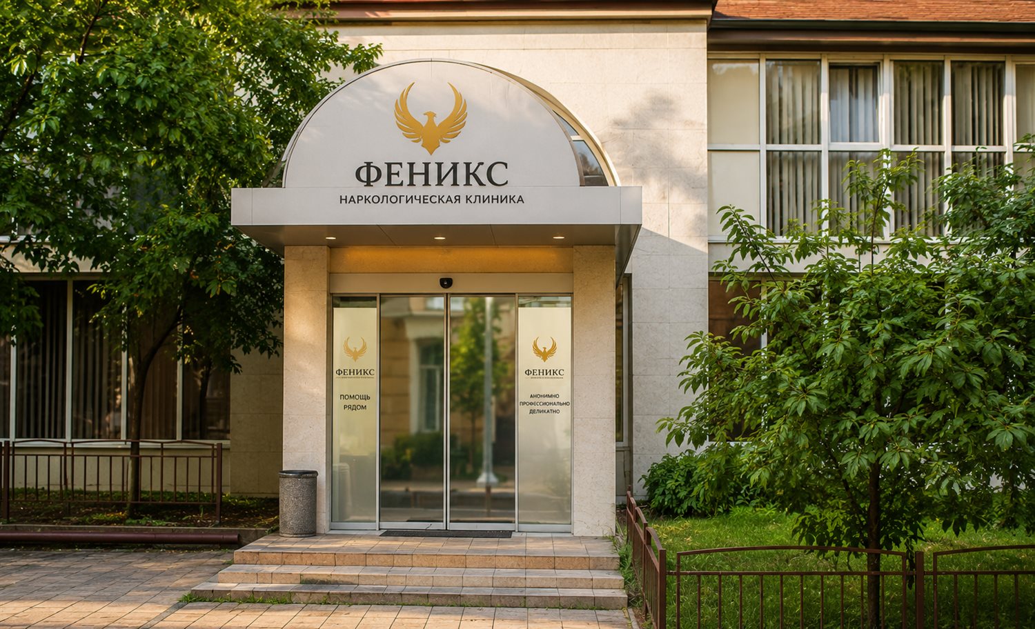 Вход в наркологическую клинику «Феникс» в Белом